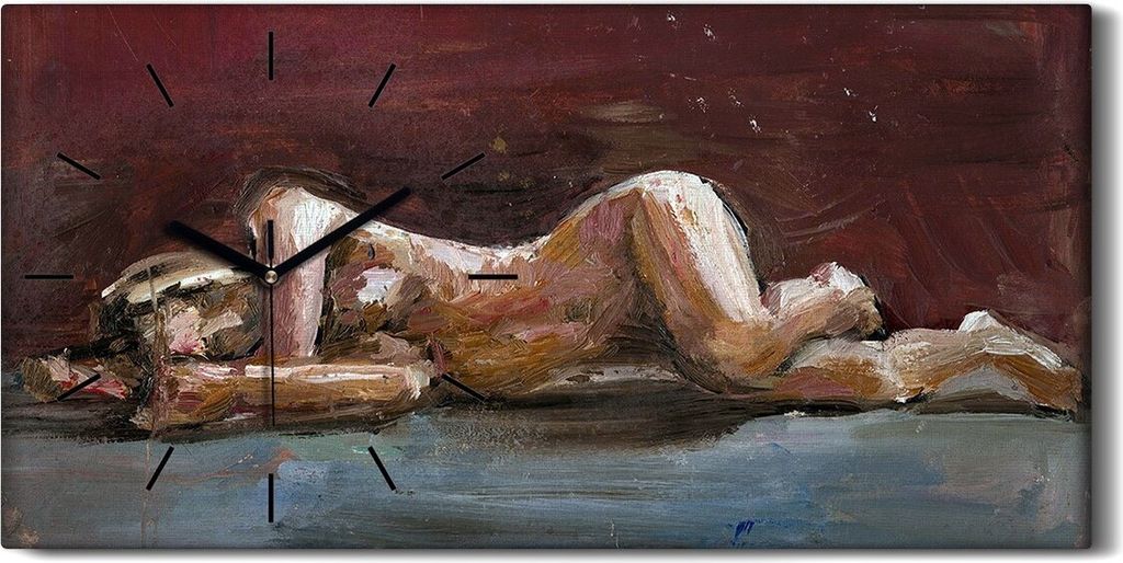 Leinwand Wanduhr Wandkunst Uhr 60x30 Malerei Abstrakte Frauen Anatomie Kunst - schwarze Hände