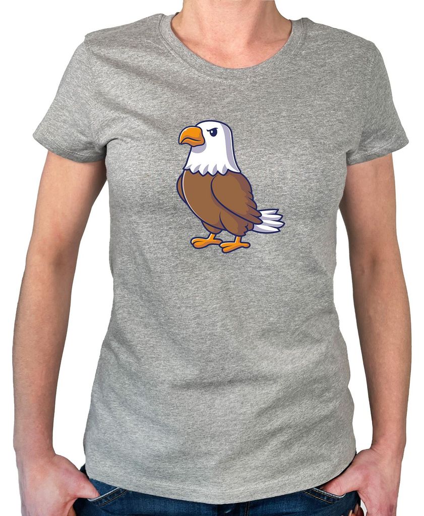 Huuraa Damen T-Shirt Adler Comic XXL Sport Grey Bio Baumwolle Fairtrade Damenshirt Geschenkidee