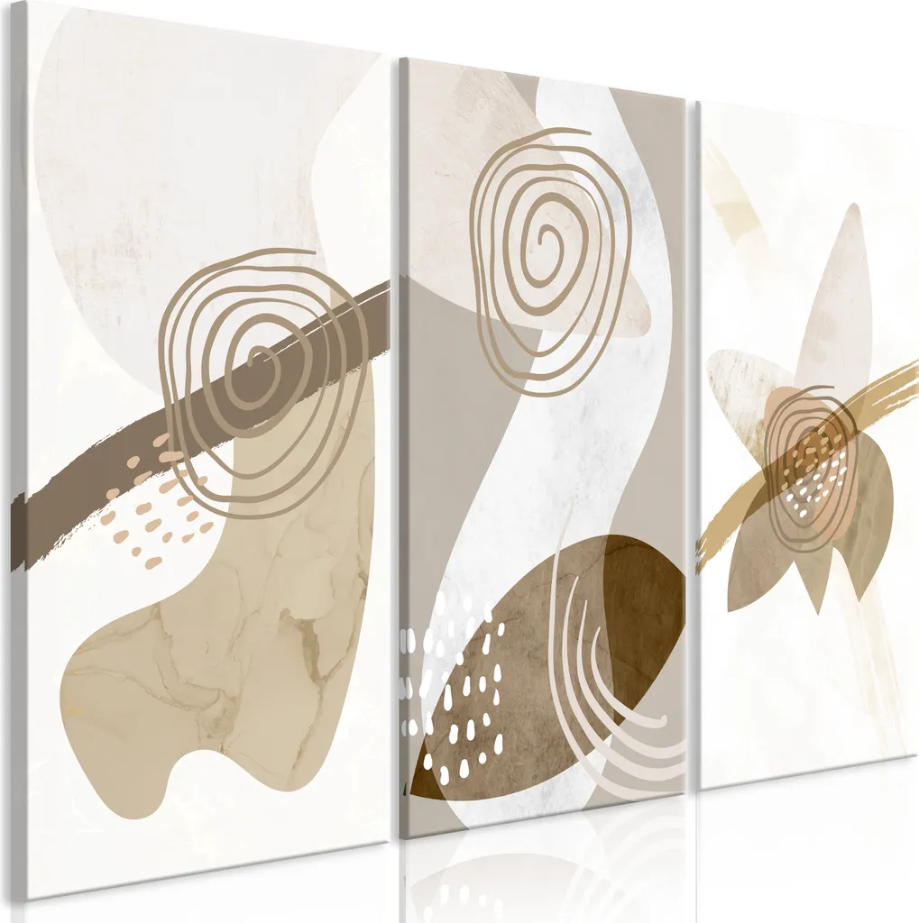 Trittico Astratto Beige 120x80 - Quadro su Tela Design Moderno Italy