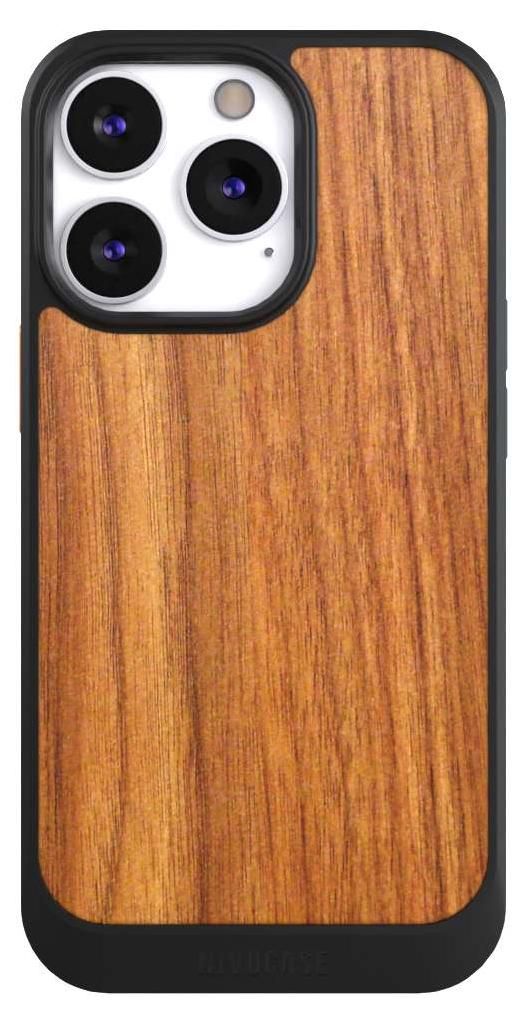 NIVOCASE Hülle für Apple iPhone 13 Pro Handyhülle NIVOcore Case Schwarz Holz Holzoptik Lärche