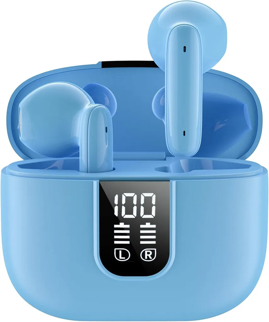 Kabellose Bluetooth 5.4 In-Ear Kopfhörer mit 6 Mikrofonen, ENC Noise Cancelling, Surround-Sound, 35 Std. Spielzeit, IP7 Wasserfest, LED-Anzeige