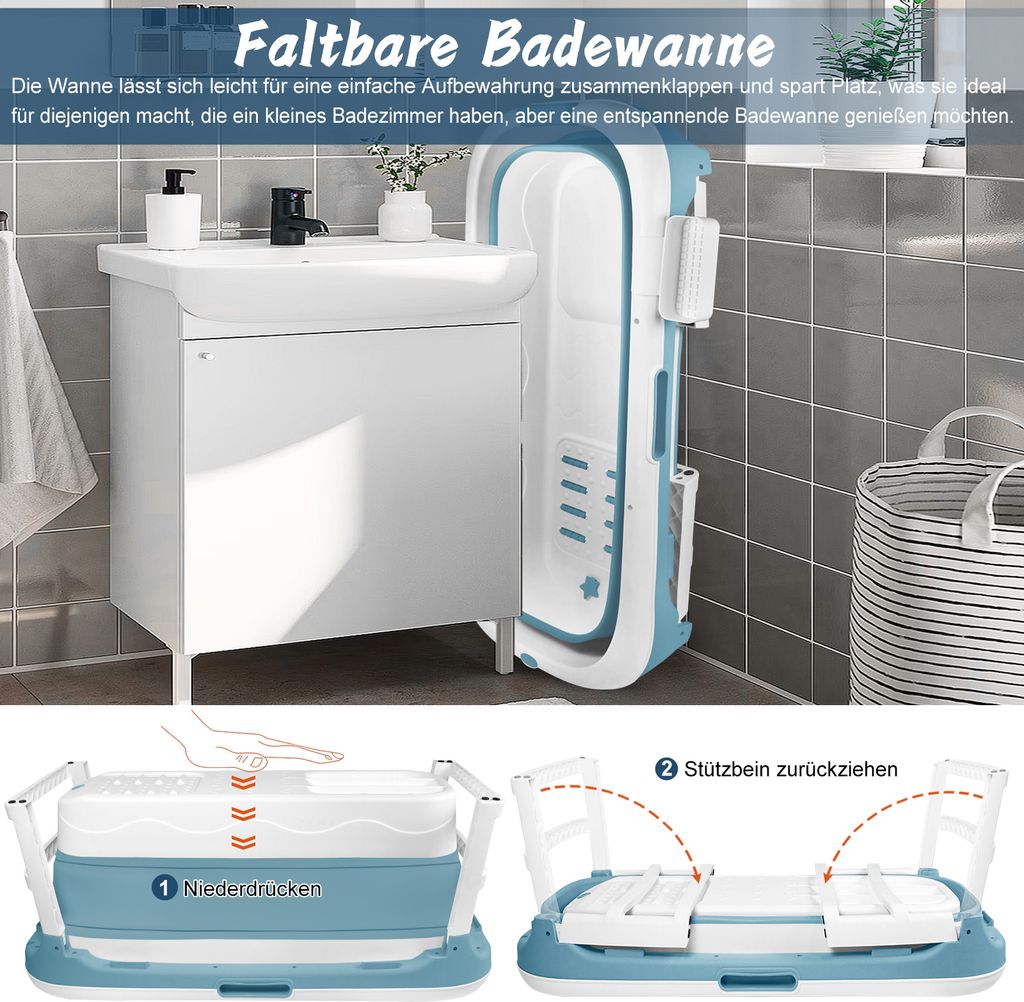 UISEBRT 148 x 60 x 53 cm Skládací vana pro dospělé XXL Obrázek produktu 6