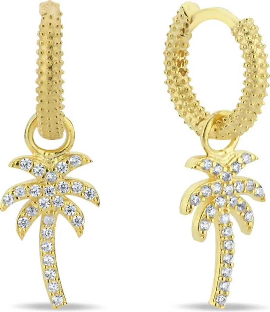 Boucles d'oreilles palmier argent 925 plaqué or hypoallergéniques