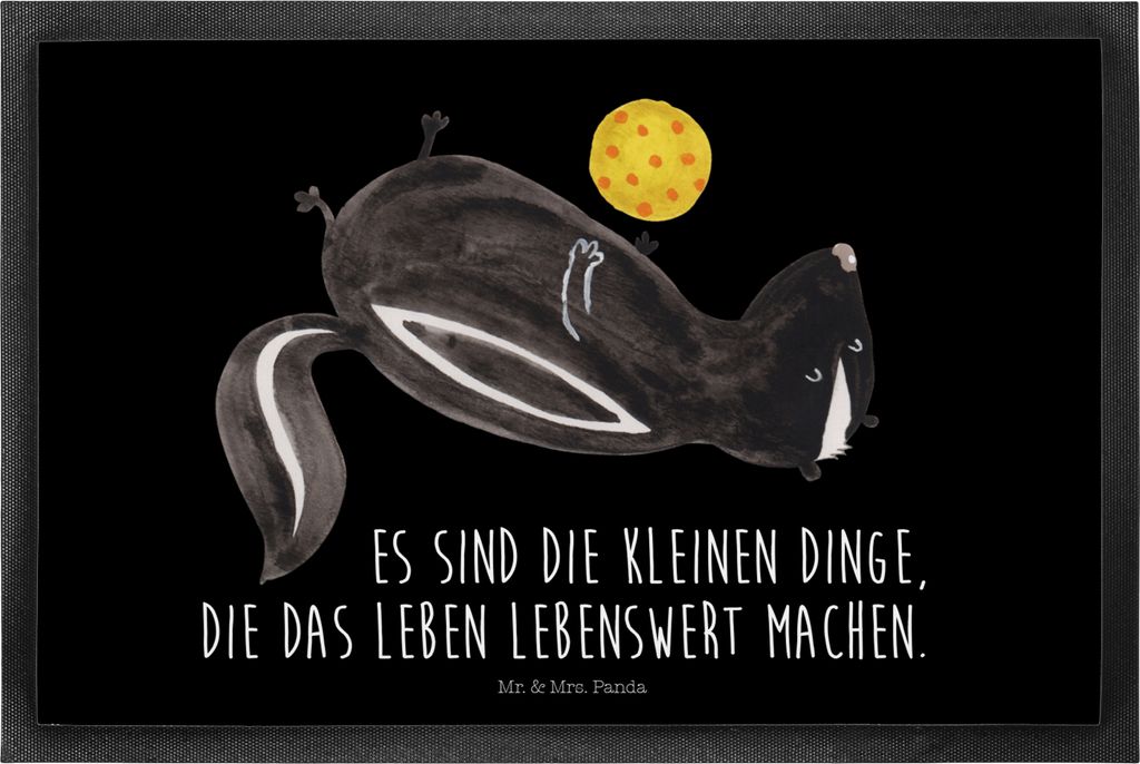 Mr. & Mrs. Panda fußmatte Stinktier Ball 40 x 60 cm - Schwarz - Geschenk, Schmutzfangmatte, Wildtier, Gummimatte, Weisheit, Verspielt, Skunk, bode...
