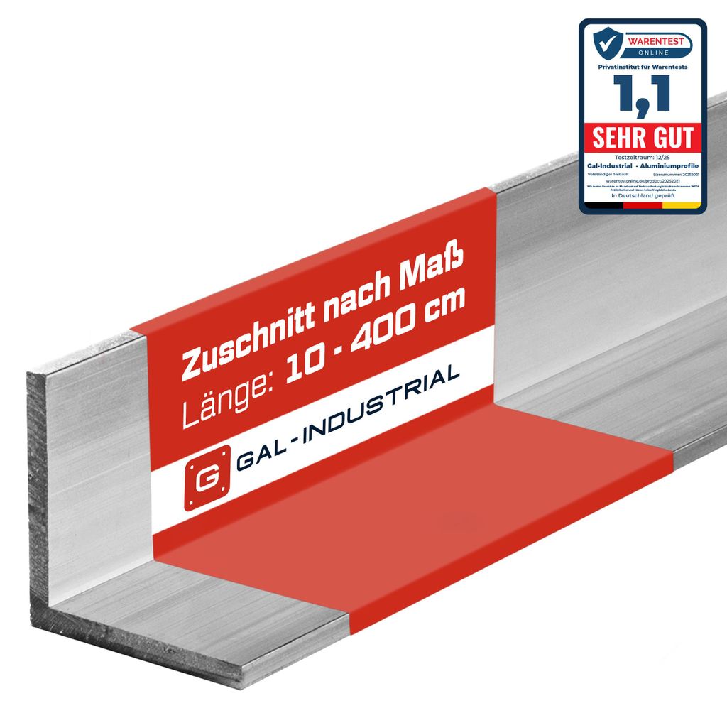 GAL-INDUSTRIAL | Winkelprofil Aluminium - 60x30x2mm – 10cm - Zuschnitt nach Maß