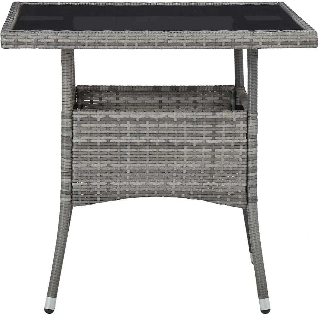 Grande table de jardin grise en rotin synthétique pour repas de famille