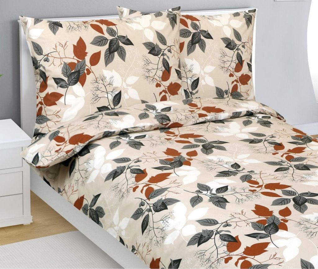 Baumwollleinen - Orange, grau, beige - 140x220, 70x90