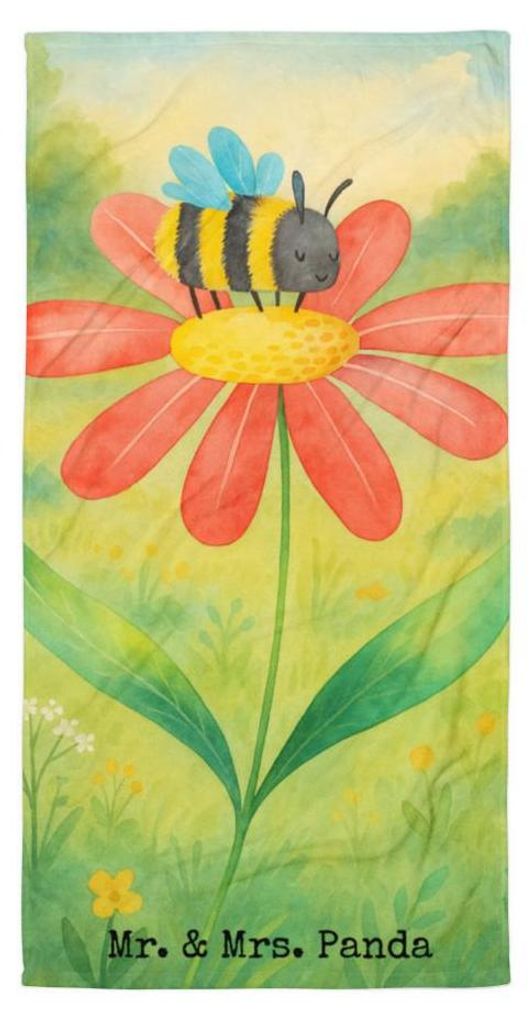 Mr. & Mrs. Panda Strandtuch Hummel Blume Design - Weiß - Geschenk, Natur, Duschtuch, Lustige Sprüche, Großes Handtuch, Duschhandtuch, Wespe, Bie...