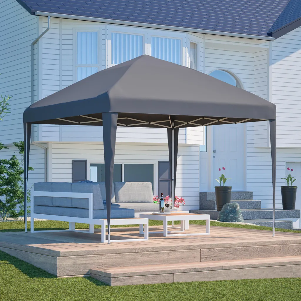 Tente de réception imperméable 3x3m grise anti-UV avec 4 sacs de lestage