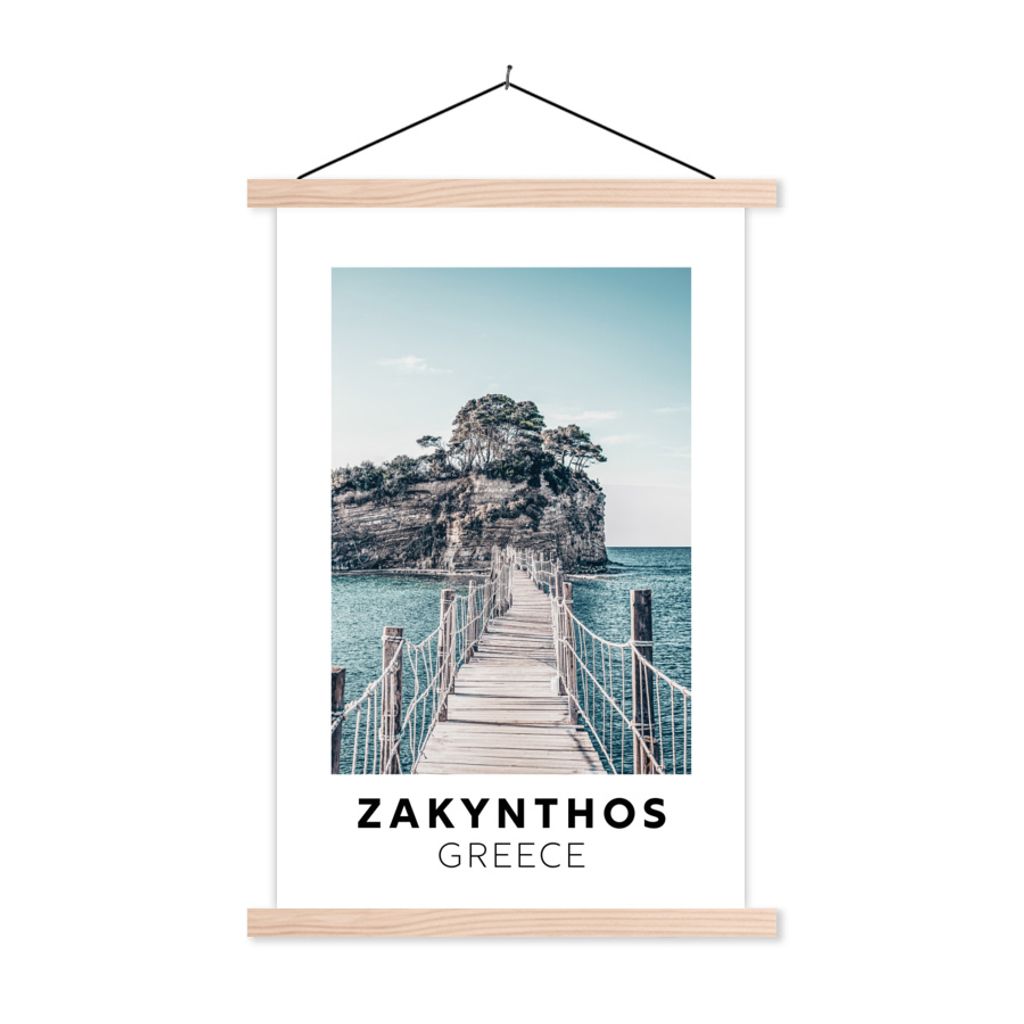 MuchoWow Textilposter Zakynthos - Griechenland - Holz 40x60 cm mit holzfarbenen Rahmen - Poster