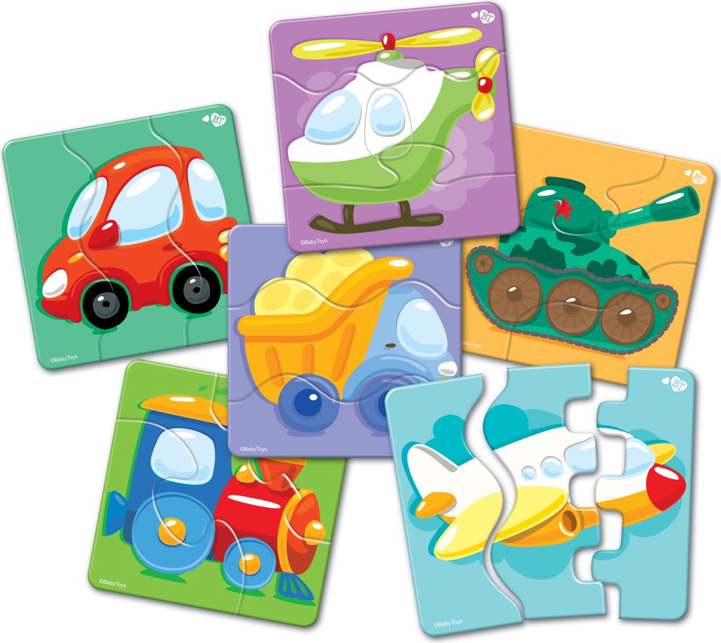 Montessori Triple Puzzle - Transport 6 Bilder, 18 Stk Jungen, Mädchen