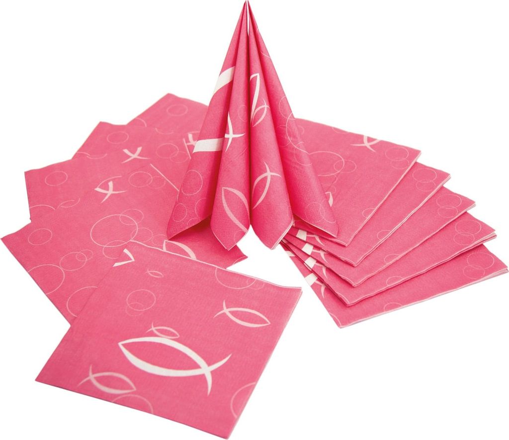Oblique Unique 20 Fisch Servietten Kommunion Taufe Konfirmation Deko Tischdeko in rosa