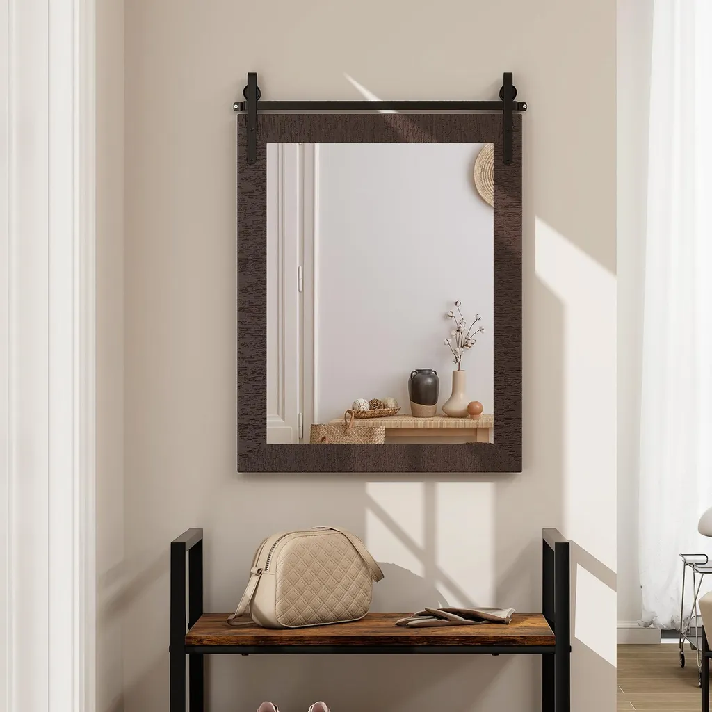 Miroir mural robuste bois 76,5x56 cm : Solution incassable et durable - 2