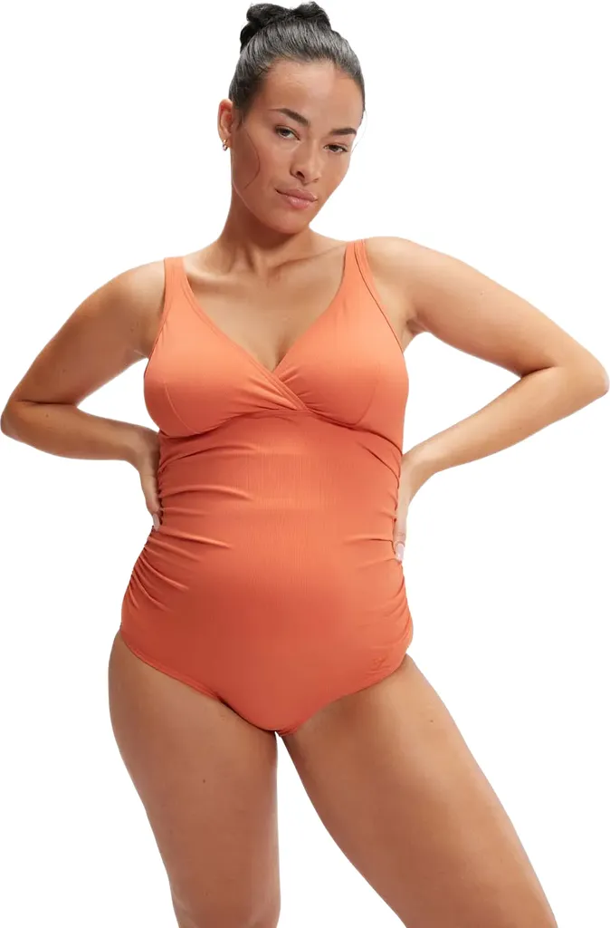 Maillot de Bain Speedo GT198 Orange Col V avec Tissu Résistant au Chlore