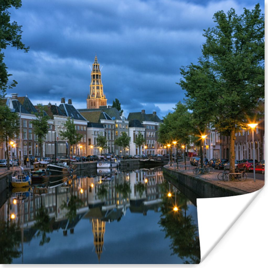 MuchoWow Poster Groningen - Grachtenpand 75x75 cm - Wand Dekoration
