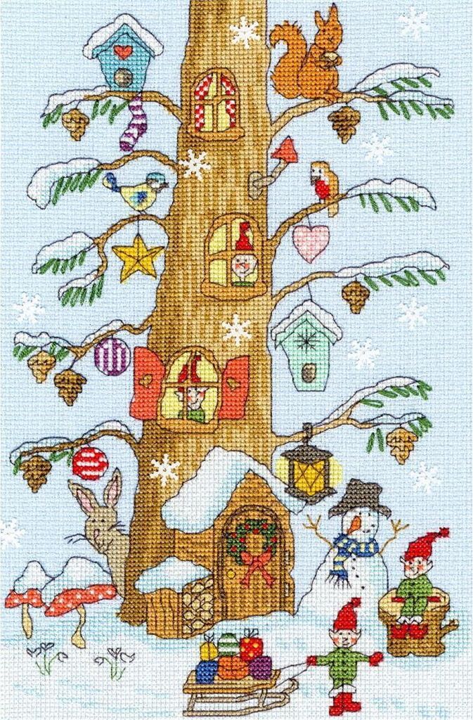 Auslaufmodell Bothy Threads Kreuzstich-Set "Die kleinen Helfer des Weihnachtsmanns", 19x29cm, XX15, Zählmuster