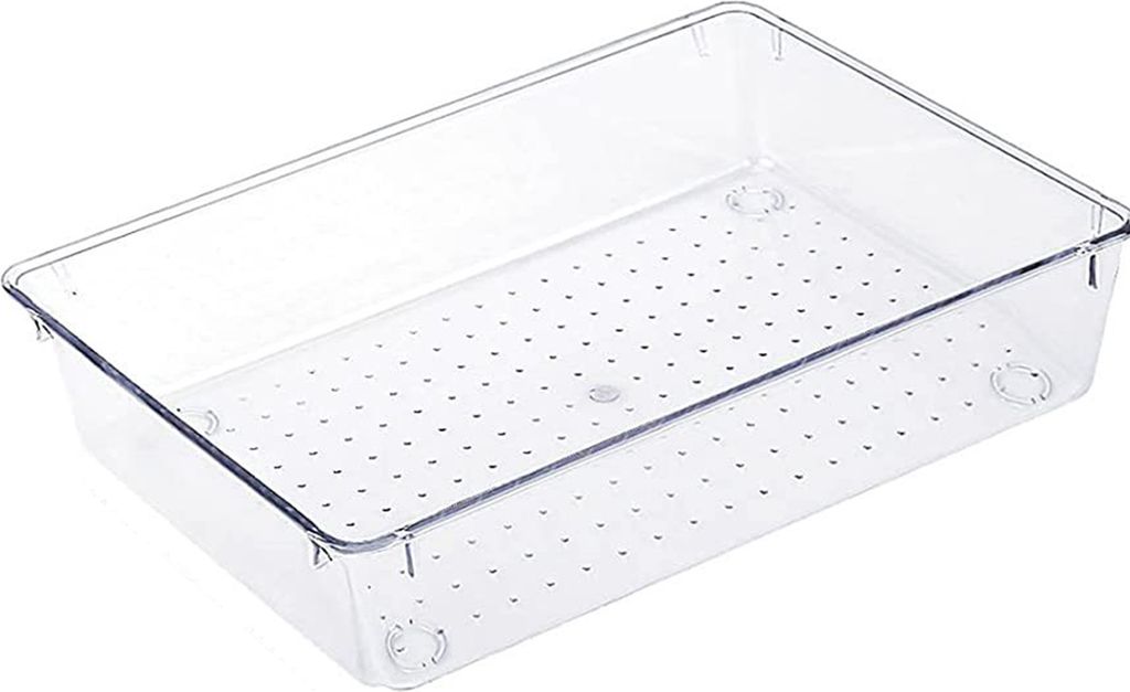 Transparente Schubladen-Aufbewahrungsbox, durchsichtiger Schubladen-Organizer aus Acryl, Abflusslöcher, Schubladen-Aufbewahrungsfach, stapelbarer ...