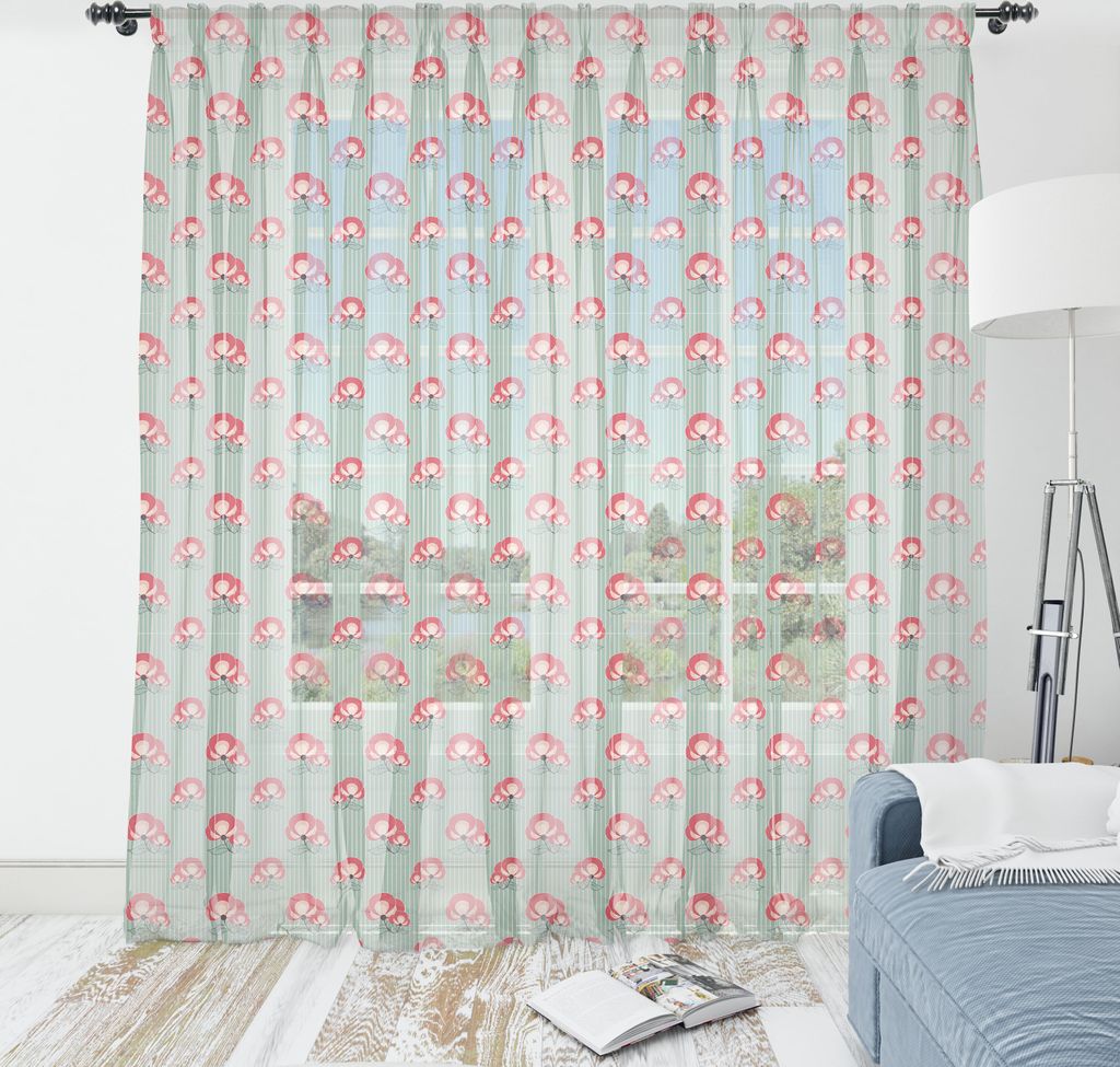 ABAKUHAUS Blumen Wandteppich, Repetitive Abstrakte Blumen gestreiften Hintergrund, Wohnzimmer Schlafzimmer seidiges Satin Wandtuch, 210 cm x 274 cm...
