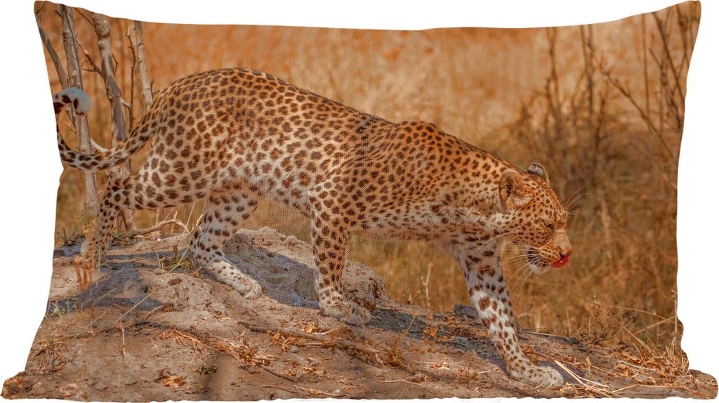 MuchoWow Zierkissen Sofakissen Wohnzimmer Dekokissen 50x30 cm Gepard - Camouflage - Äste - Wohnzimmerdekoration - Polster mit Photo