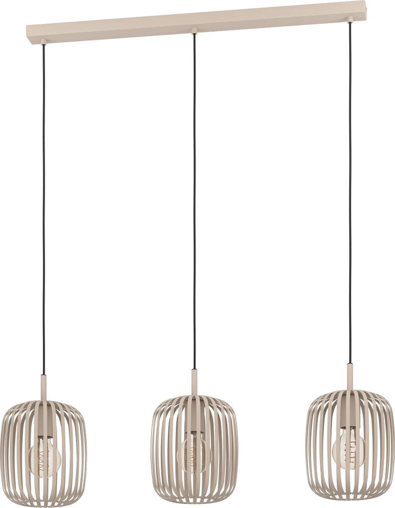Pendelleuchte - Sandfarben - Metall - 3-flammig - 90 x 110 cm