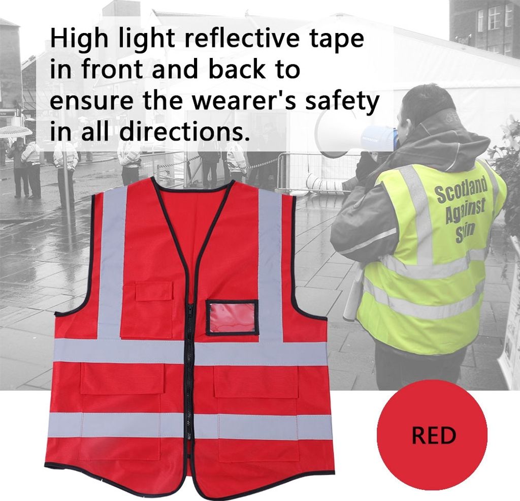 Multicolor Reflektierende Weste Sicherheitsweste (Rot)