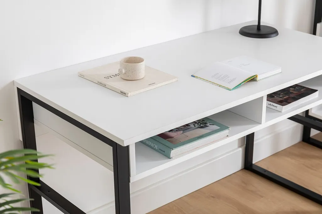 Bureau Blanc Misto 120cm - Structure Robuste et Grande Surface de Travail - 3