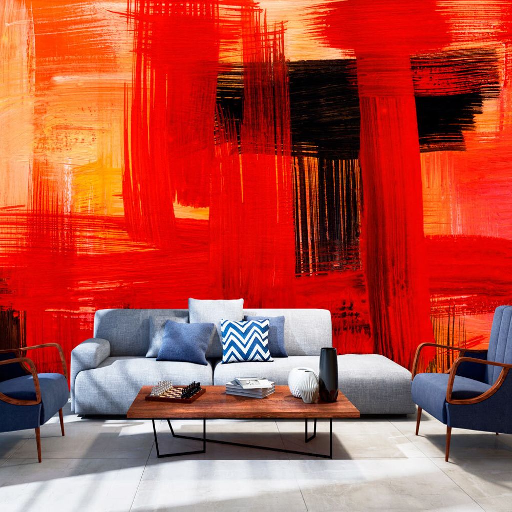 Vlies Tapete ! Top ! Fototapete ! Wandbilder XXL ! 400x280 cm – ABSTRAKT ROT WIE GEMALT f-B-0051-a-a
