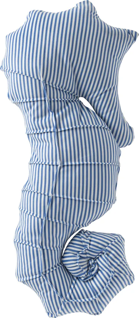 Coussin Hippocampe J-Line Rayé Bleu/Blanc - Polyester 40x40 - Bord de Mer