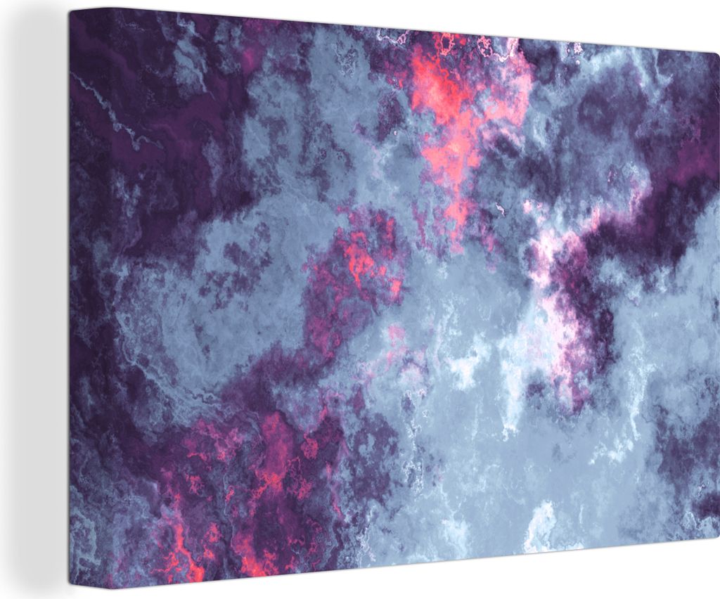 OneMillionCanvasses - Leinwandbilder - 140x90 cm, Graue und violette Geometrie, Wandbilder Kunstdruck Wanddekoration - Foto auf Leinwand - Gemäl...