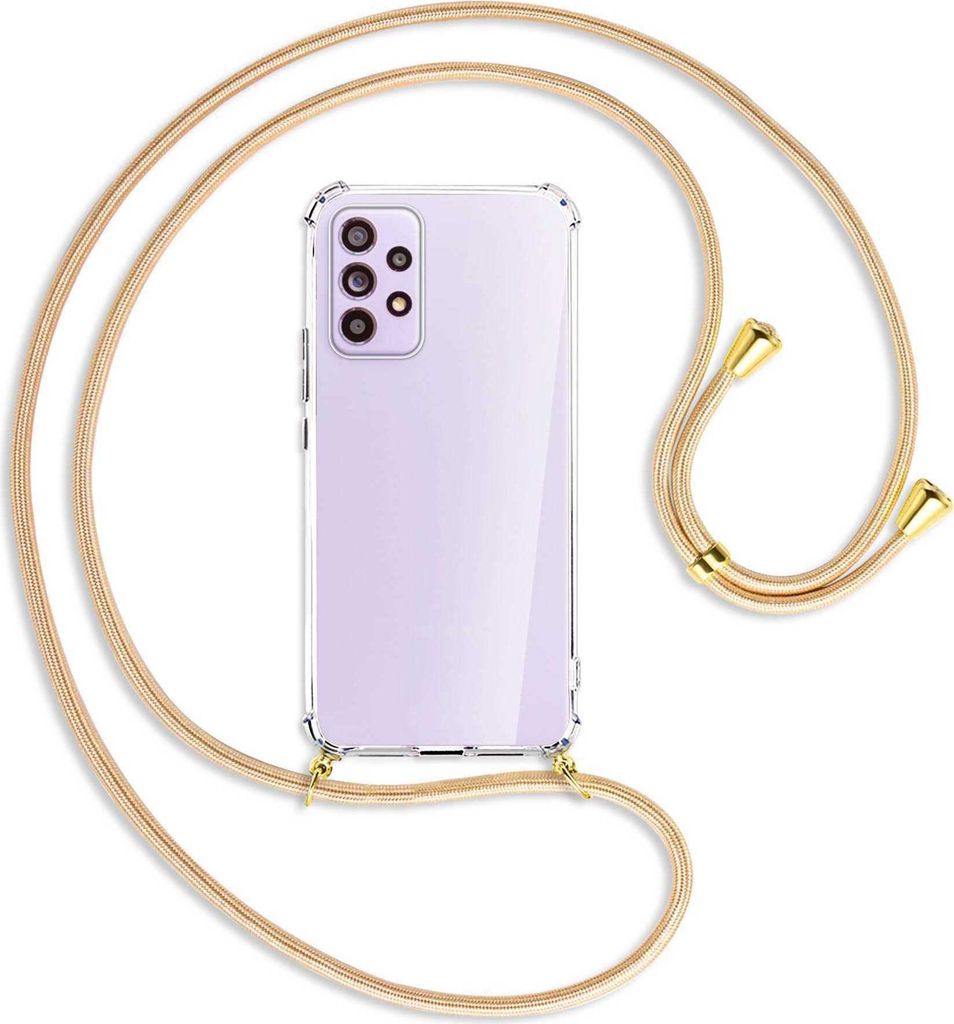 Handykette Backcover-Schutzhülle mit Band (Metall goldfarben) für Samsung Galaxy A53 5G - Goldkordel