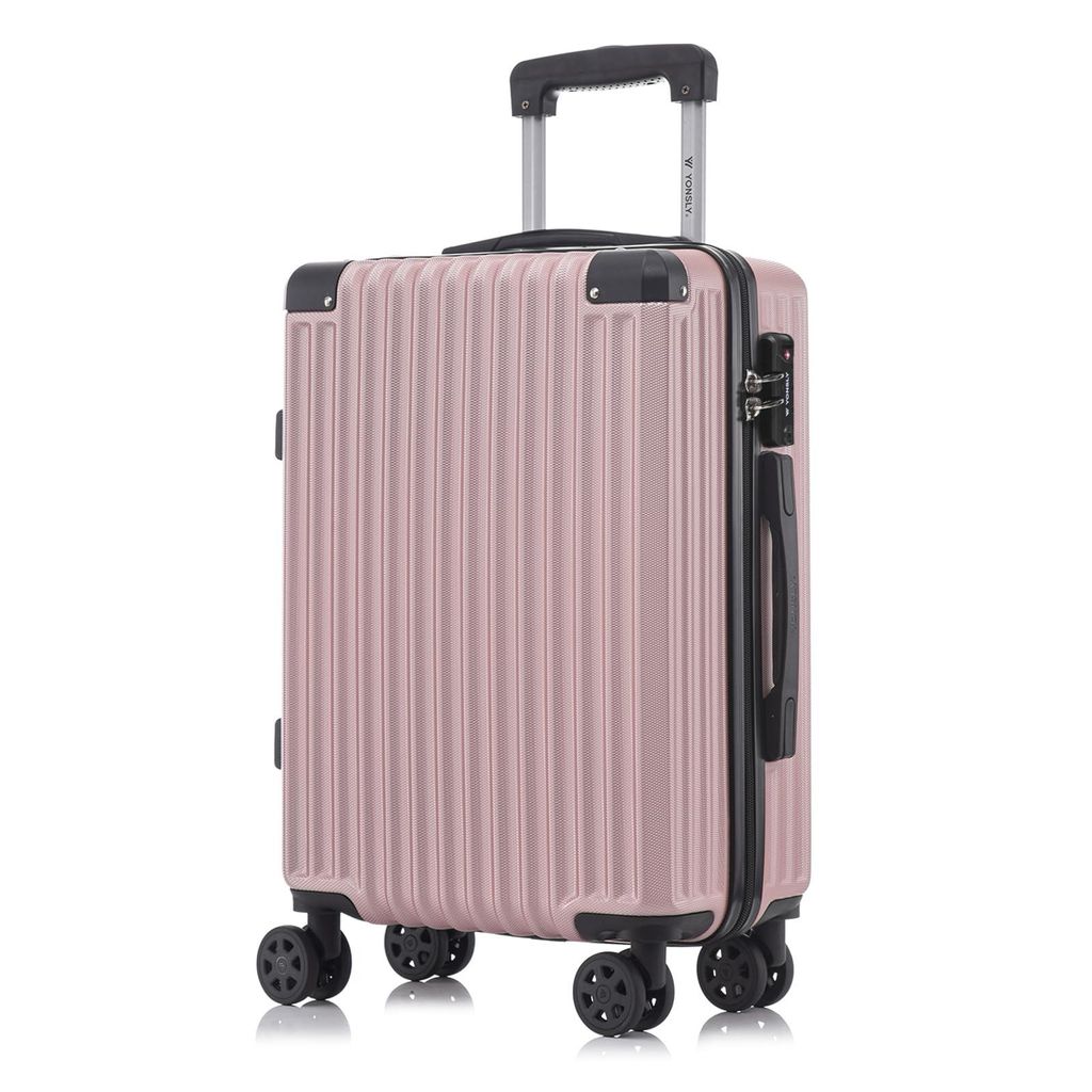 yonsly Premium Reisekoffer TSA-Schloss,YKK-Reißverschluss Hartschalen-Koffer Trolley Kabinenkoffer Rollkoffer Suitcase Handgepäck (Roségold,M)