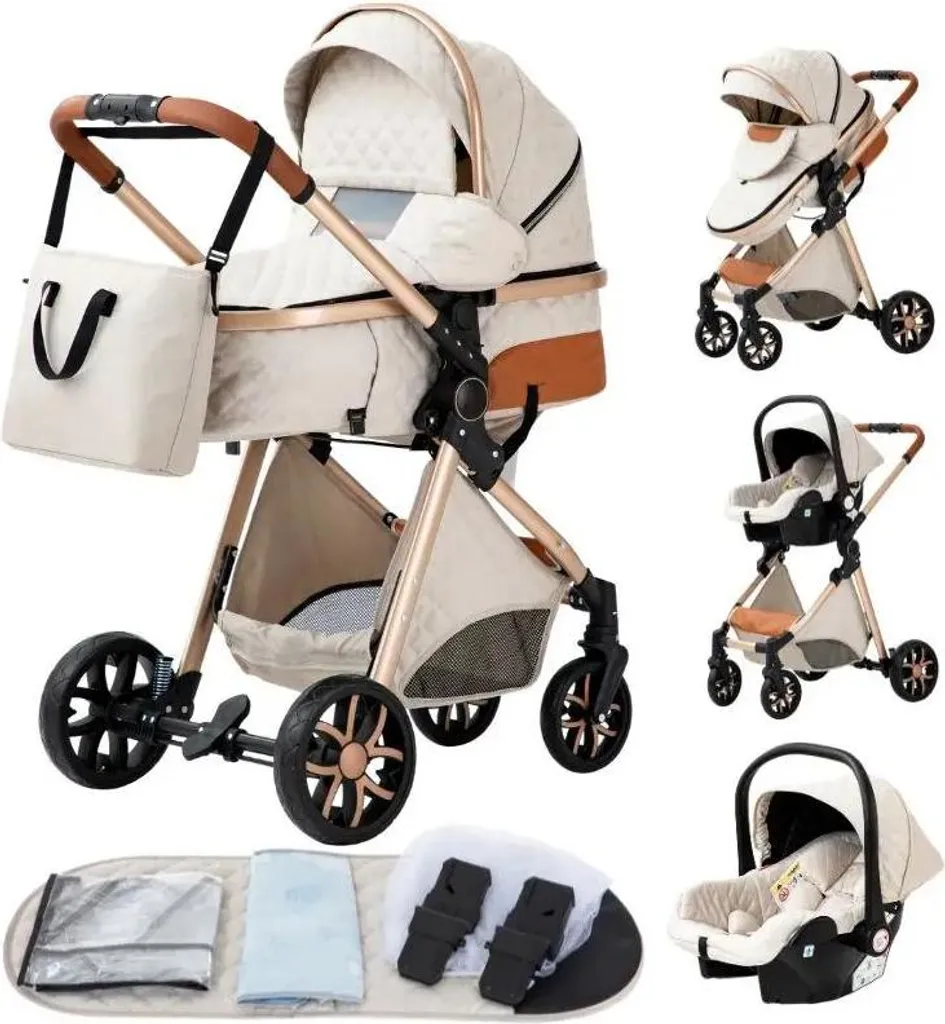 Poussette légère V9 Crème pliable : structure compacte et design