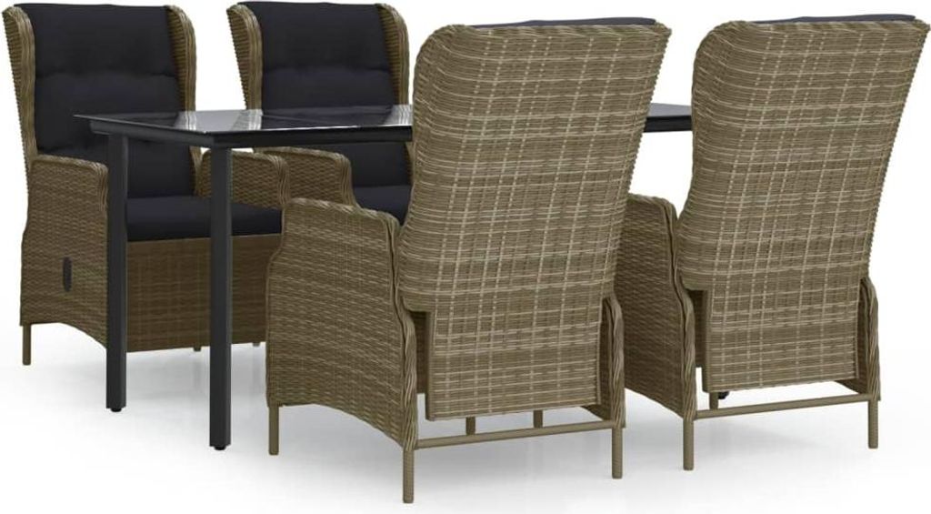vidaXL 5-tlg. Garten-Essgruppe Braun Poly Rattan