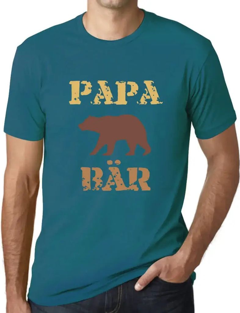 Herren Grafik T-Shirt Papa Bär Öko-Verantwortlich Vintage Jahrgang Kurzarm Lustige Druck Geburtstag Geschenk Mann