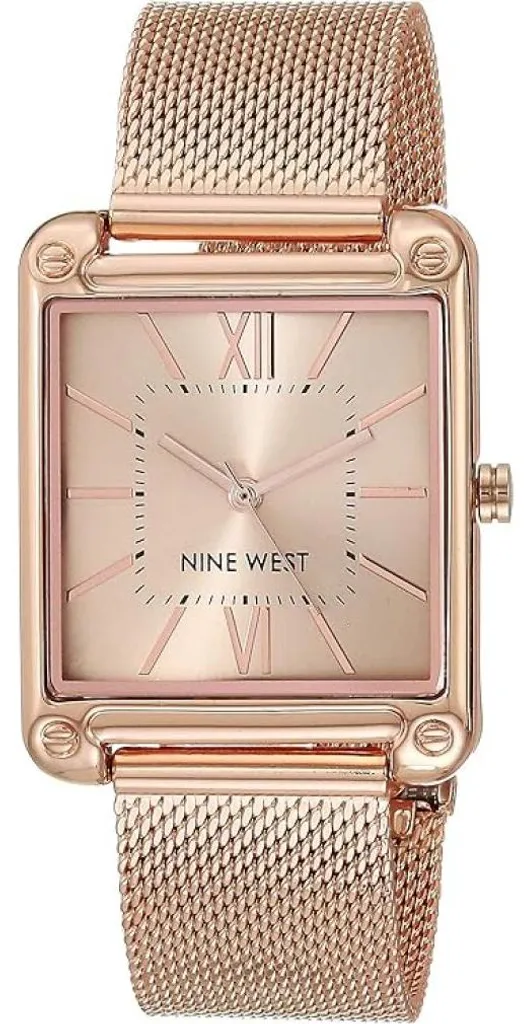 Montre bracelet classique pour femme avec cadran or rose épuré