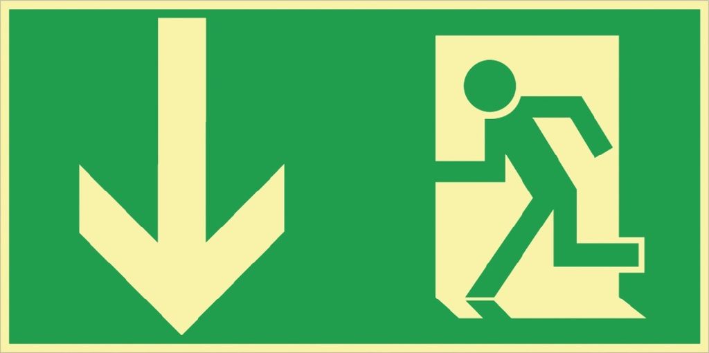 Rettungszeichen BGV A8 L297xB148mm Notausgang Querf./m.Figur Ku.