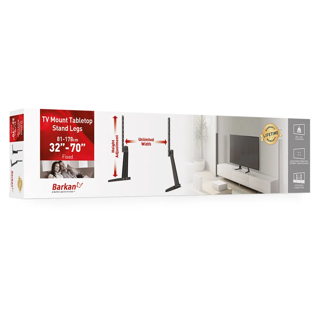Support TV de Table Universel Noir Réglable pour Écran 81 cm à 178 cm - 8