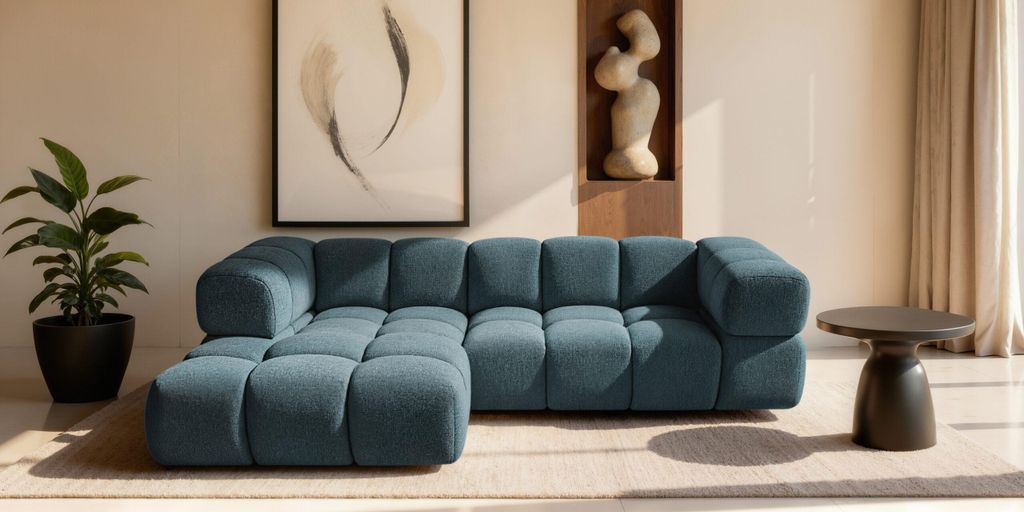 Kaiser Möbel Ecksofa L-Form Averro, stoff Puente, Petrol, Links