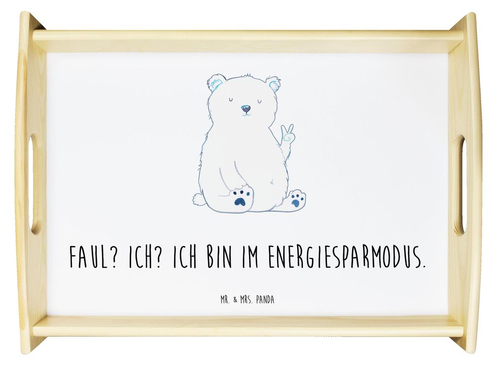 Mr. & Mrs. Panda tablett holz Eisbär Faul - Weiß - Geschenk, Teddy, Arbeitsplatz, Arbeit, Servier, teetablett, Homeoffice, Serviertablett, Sofa, ...