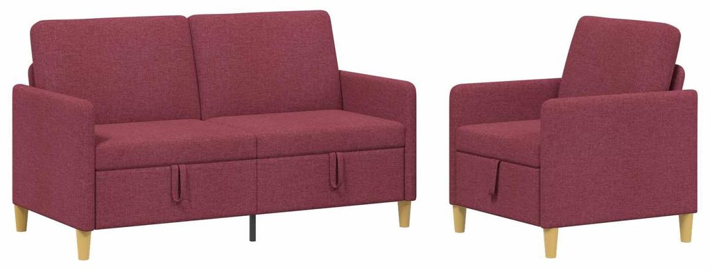 vidaXL Sofa Set mit Stauraum 2 pcs Weinrot Polyester