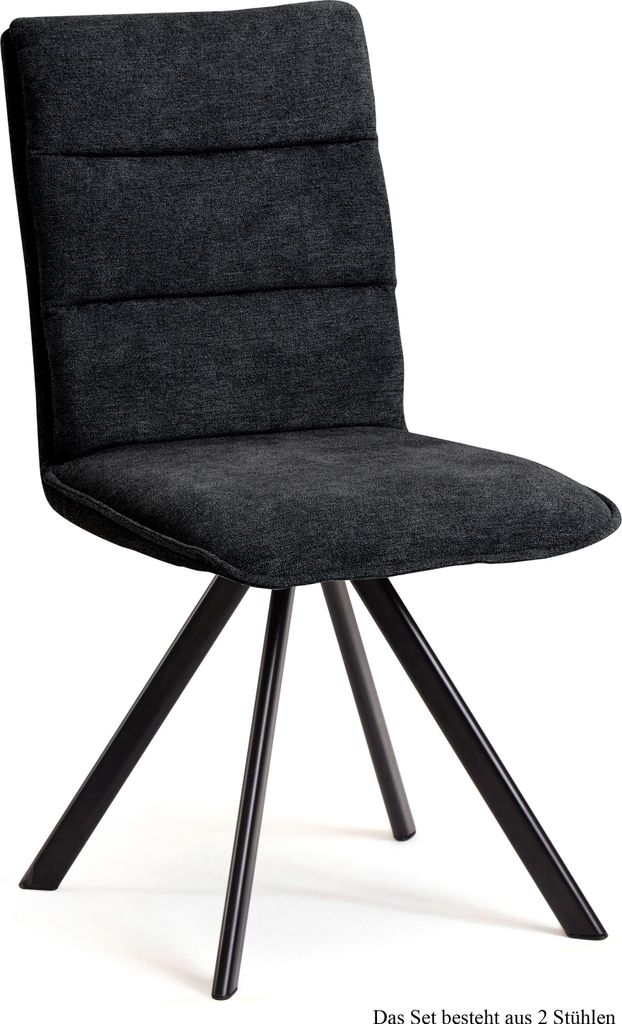 Esszimmerstuhl drehbar (2er-Set) Devan 47x92x60 Schwarz/Anthrazit