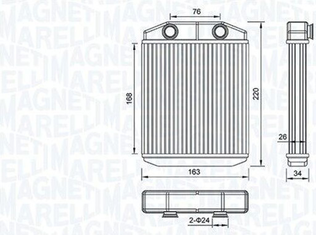 MAGNETI MARELLI 350218516000 - OE 271151577R Wärmetauscher, Heizung für Sandero, Logan, Thalia III (L8), Logan II, Clio IV, Captur I (H5, J5)