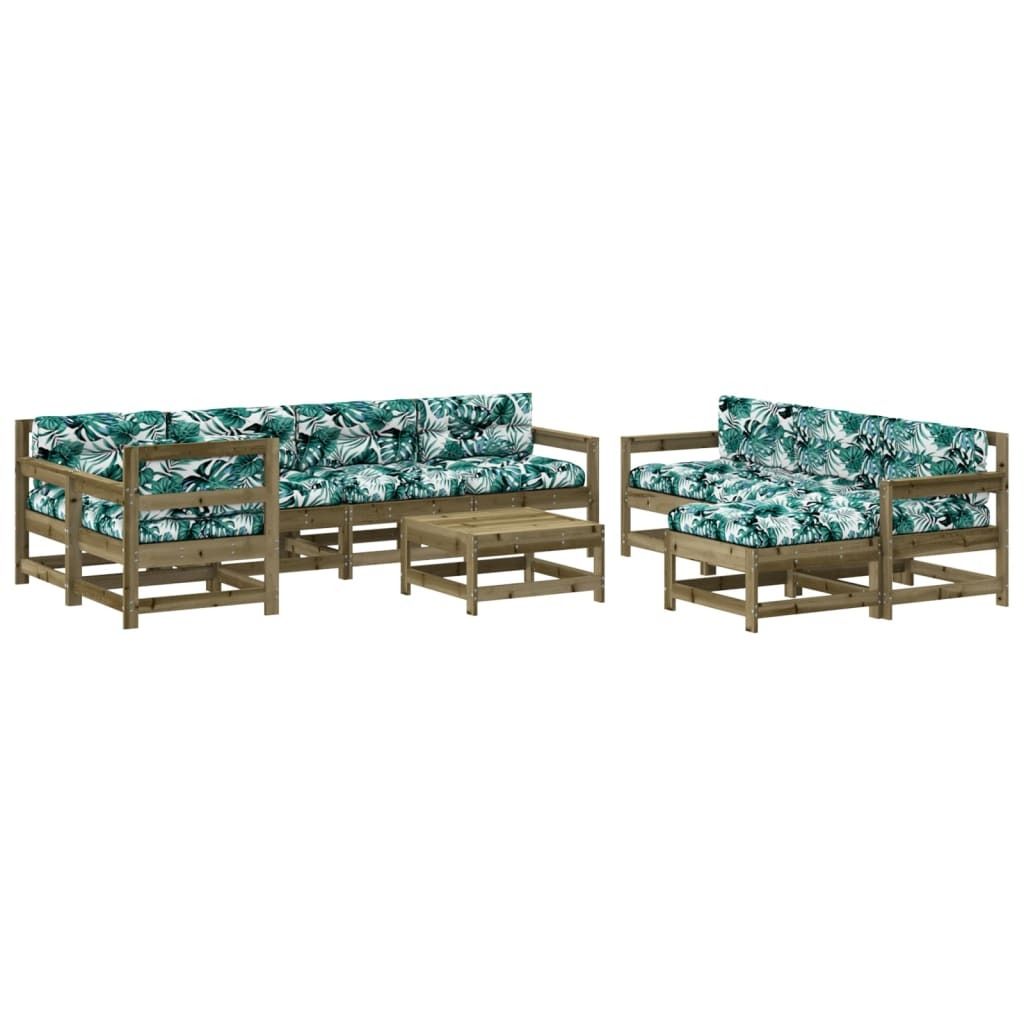 vidaXL 10-tlg. Garten-Lounge-Set mit Kissen Kiefernholz Imprägniert