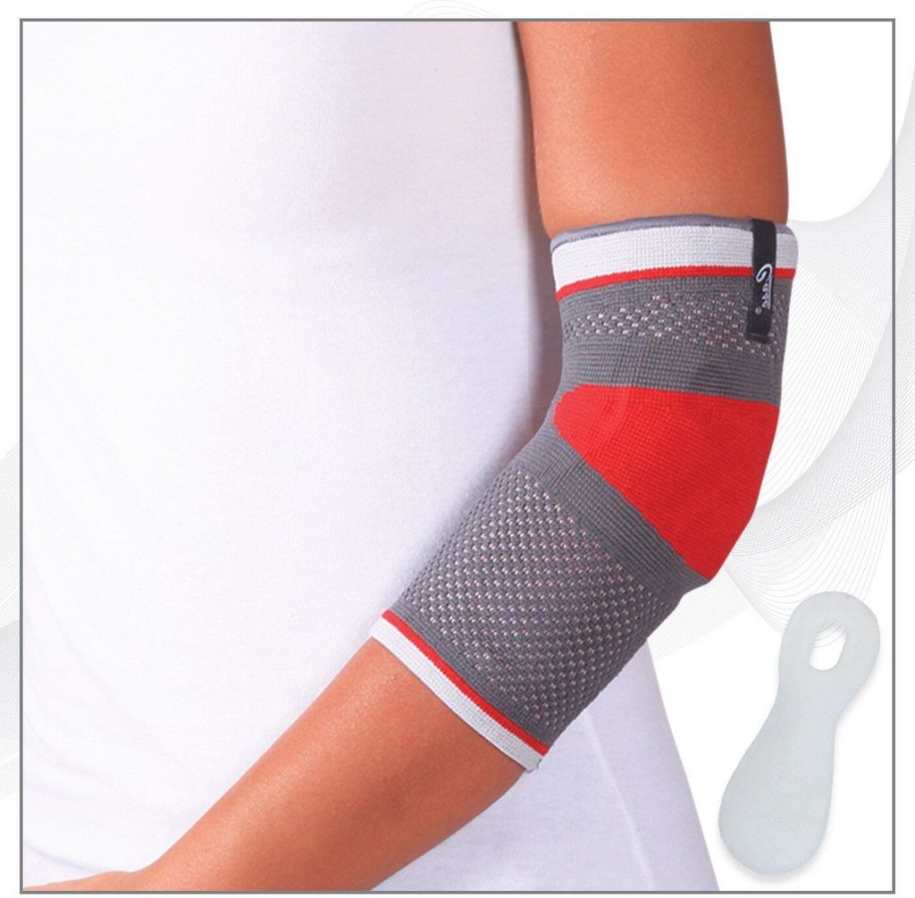 Ellbogenbandage Kompressions Bandage Premium mit Massage-Pelotte und Kompressionswirkung, Kostenerstattung Krankenkasse, Hilfsmittel.Nr. MSKB535-M
