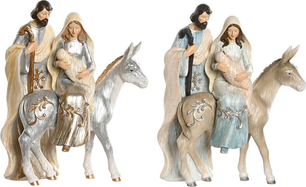 Weihnachtskrippe DKD Home Decor Blau Weiß Braun Silberfarben Harz 23,5 x 16 x 32 cm (2 Stück)