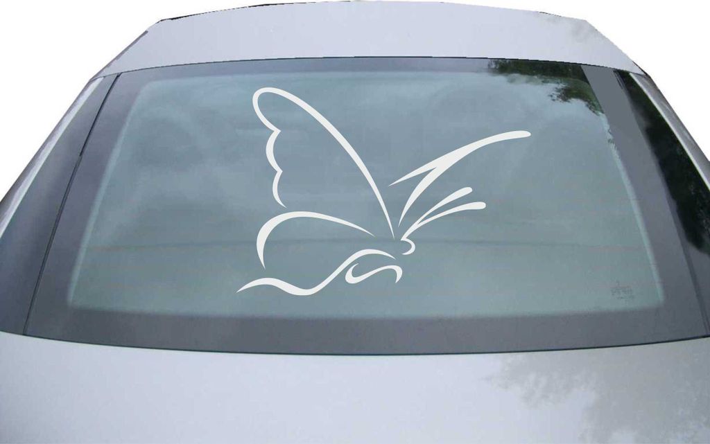 Indigos UG - Aufkleber Heckscheibe & Motorklappe DE2522 - silber - 600x423 mm - Schmertterling - Auto Scheiben Fenster Heckklappe Tuning Racing JDM...