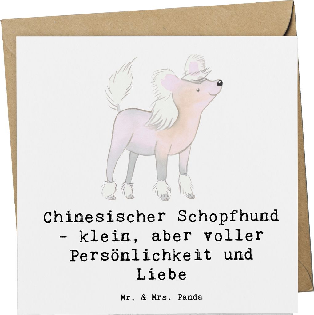 Mr. & Mrs. Panda Glückwunschkarte Chinesischer Schopfhund Liebe - Weiß - Geschenk, Klappkarte, Botschaft, doppelkarte, Hunderassen, anlasskarte, ...