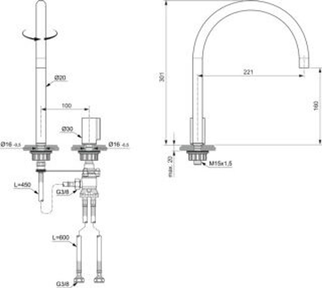 IDEAL STANDARD A7830AA Waschtischarmatur hoher Auslauf Solos