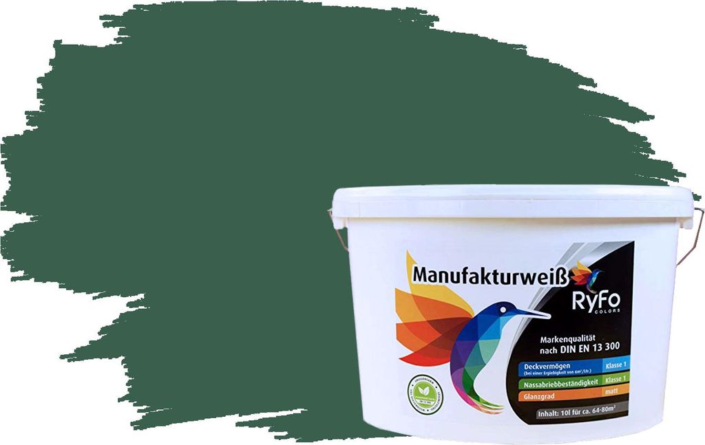 RyFo Colors Bunte Wandfarbe Manufakturweiß Tannengrün 10l  Produktbild 