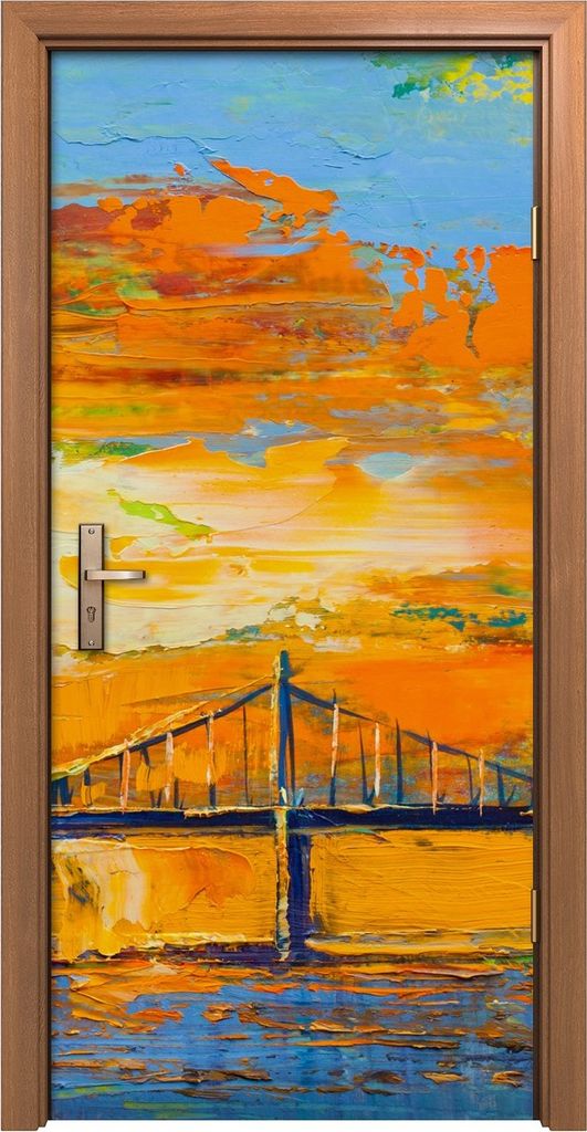 Türposter 90x200 cm Türaufkleber Türtapete Türfolie Klebefolie Abstrakte Malerei von Wolkenkratzern